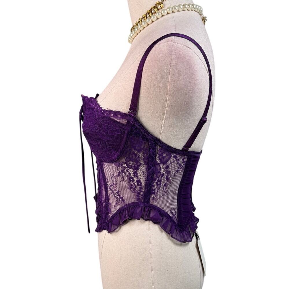 Guizio Aleia Ruffle Corset Top Amethyst Purple XS NWT Romantic Boned Bustier - Picture 6 of 10